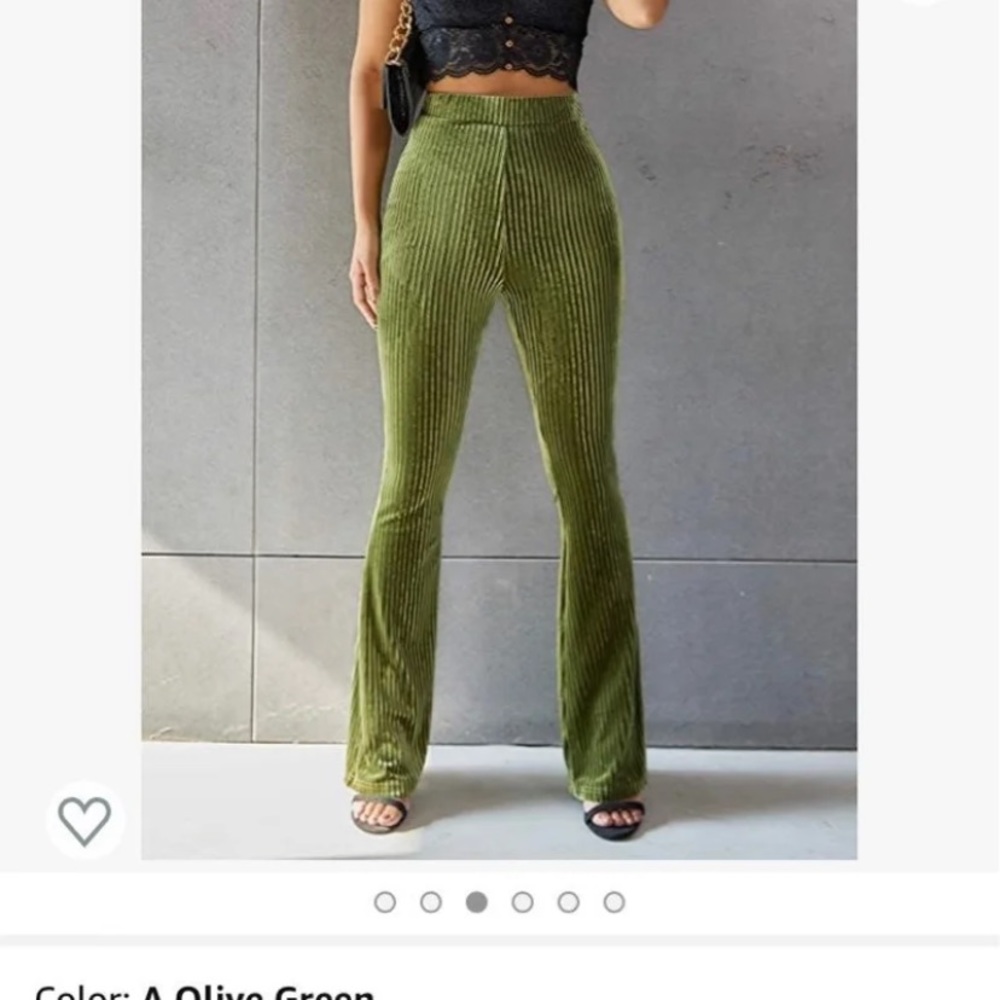 Olive Green Velvet Pants